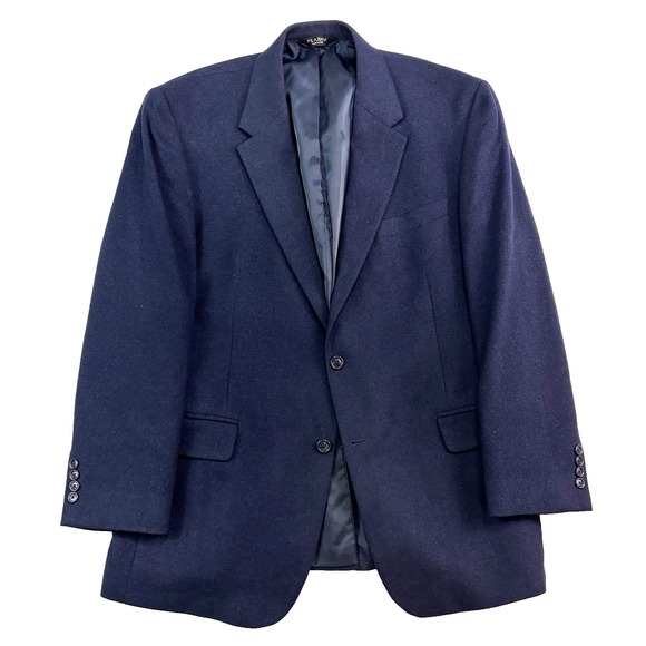 Jos A Bank 44R flannel wool silk blazer jacket sport suit coat navy blue soft - Picture 1 of 10